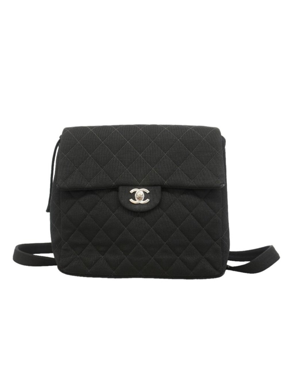 Chanel Backpack Quilted Cotton Black Silver